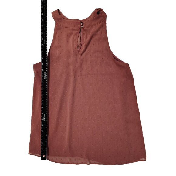 Mauve BCX Juniors' Clip-Dot Ruffle-Front Sleeveless Top - Picture 5 of 6